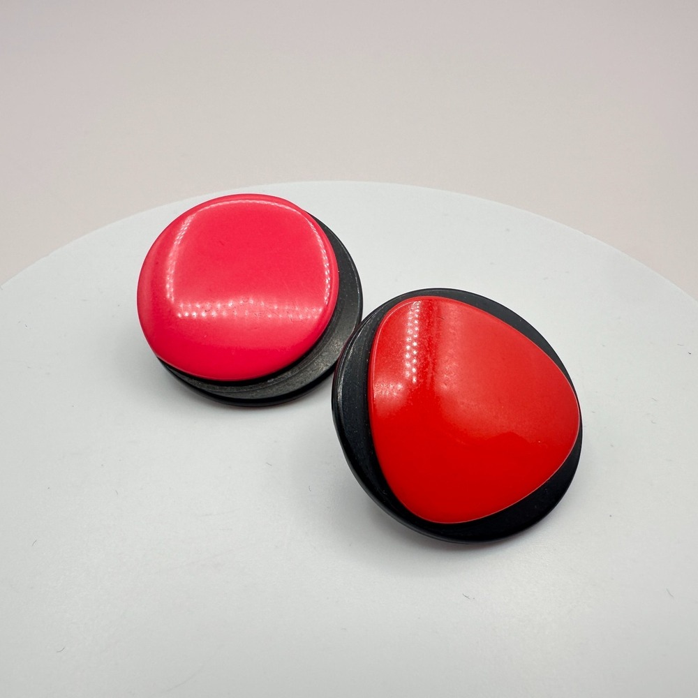 Vintage 90s Enamel Statement Earrings - Classic Women's Jewelry
